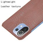 For Xiaomi Mi 11 Lite Shockproof Crocodile Texture PC + PU Case(Brown)