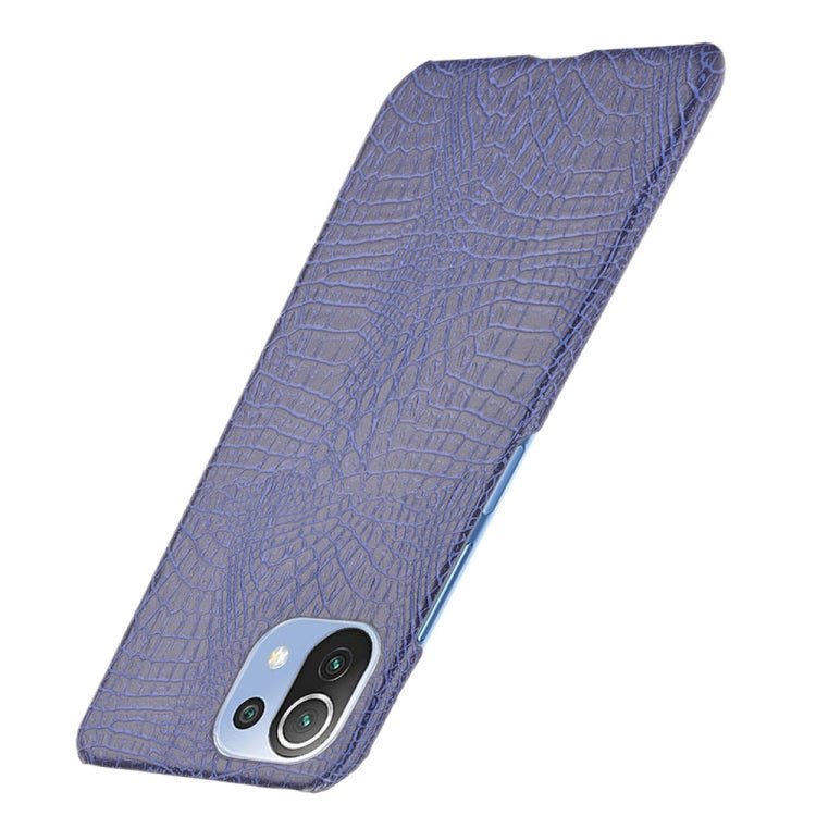 For Xiaomi Mi 11 Lite Shockproof Crocodile Texture PC + PU Case(Blue)