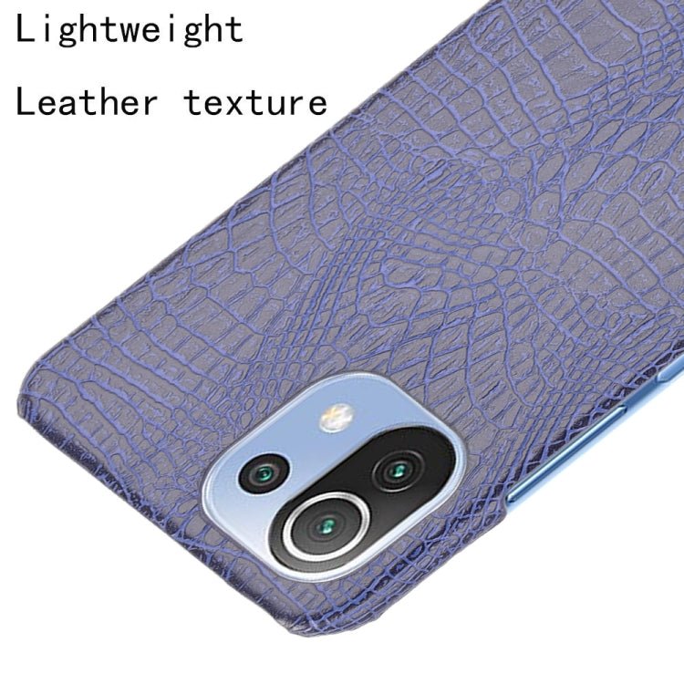 For Xiaomi Mi 11 Lite Shockproof Crocodile Texture PC + PU Case(Blue)