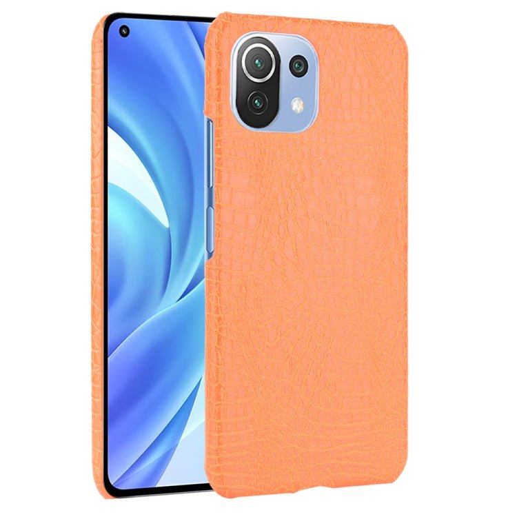 For Xiaomi Mi 11 Lite Shockproof Crocodile Texture PC + PU Case(Orange)