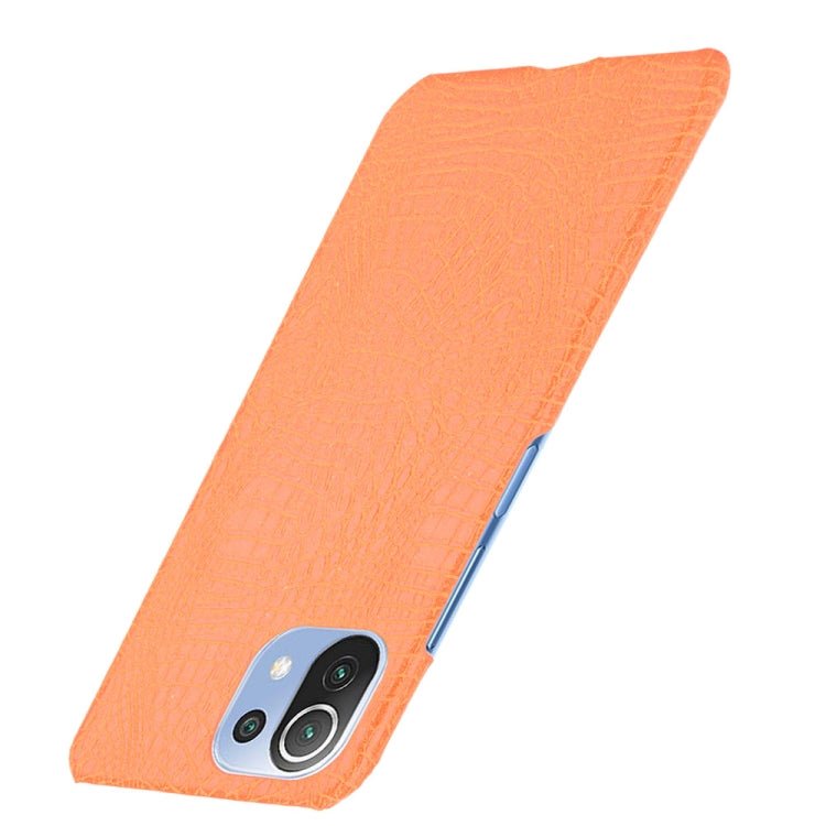 For Xiaomi Mi 11 Lite Shockproof Crocodile Texture PC + PU Case(Orange)