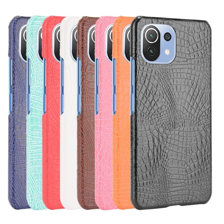 For Xiaomi Mi 11 Lite Shockproof Crocodile Texture PC + PU Case(Orange)