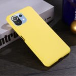 For Xiaomi Mi 11 Lite Solid Color Liquid Silicone Dropproof Full Coverage Protective Case(Yellow)
