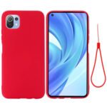 For Xiaomi Mi 11 Lite Solid Color Liquid Silicone Dropproof Full Coverage Protective Case(Red)