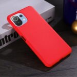 For Xiaomi Mi 11 Lite Solid Color Liquid Silicone Dropproof Full Coverage Protective Case(Red)