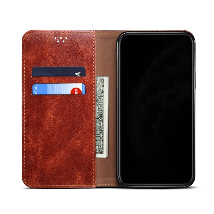 For Xiaomi Mi 11 Lite Simple Wax Crazy Horse Texture Horizontal Flip Leather Case with Card Slots & Wallet(Brown)