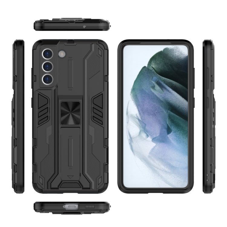 For Samsung Galaxy S21 5G Supersonic PC + TPU Shock-proof Case with Holder(Black)