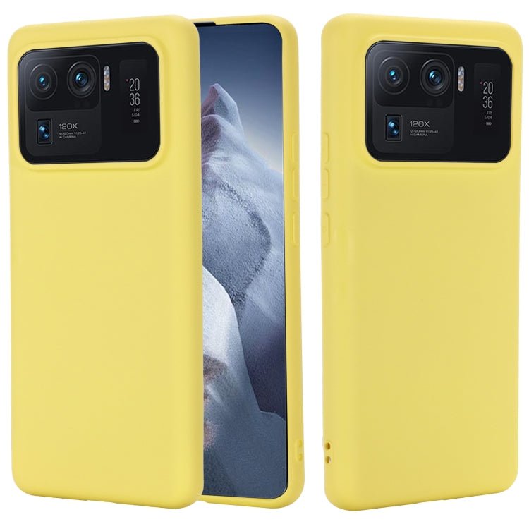 For Xiaomi Mi 11 Ultra Solid Color Liquid Silicone Dropproof Full Coverage Protective Case(Yellow)