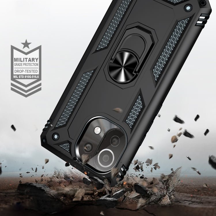 For Xiaomi Mi 11 Lite 5G Shockproof TPU + PC Protective Case with 360 Degree Rotating Holder(Black)