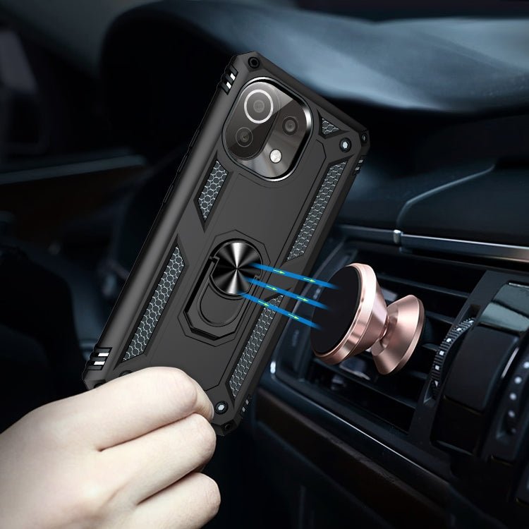 For Xiaomi Mi 11 Lite 5G Shockproof TPU + PC Protective Case with 360 Degree Rotating Holder(Black)