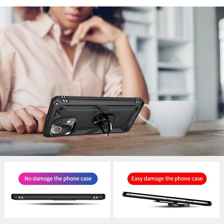 For Xiaomi Mi 11 Lite 5G Shockproof TPU + PC Protective Case with 360 Degree Rotating Holder(Black)