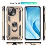 For Xiaomi Mi 11 Lite 5G Shockproof TPU + PC Protective Case with 360 Degree Rotating Holder(Gold)