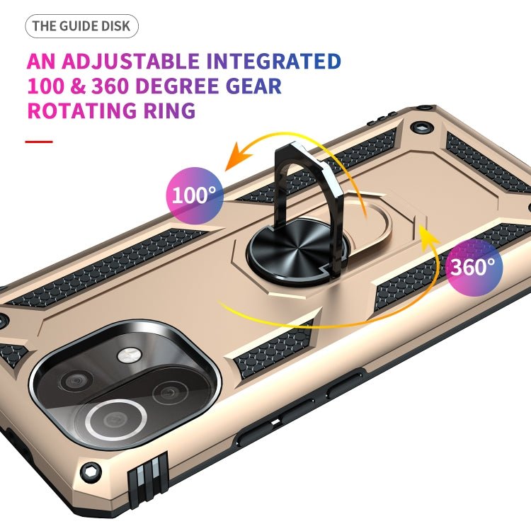 For Xiaomi Mi 11 Lite 5G Shockproof TPU + PC Protective Case with 360 Degree Rotating Holder(Gold)