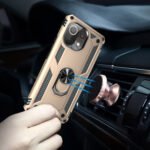 For Xiaomi Mi 11 Lite 5G Shockproof TPU + PC Protective Case with 360 Degree Rotating Holder(Gold)