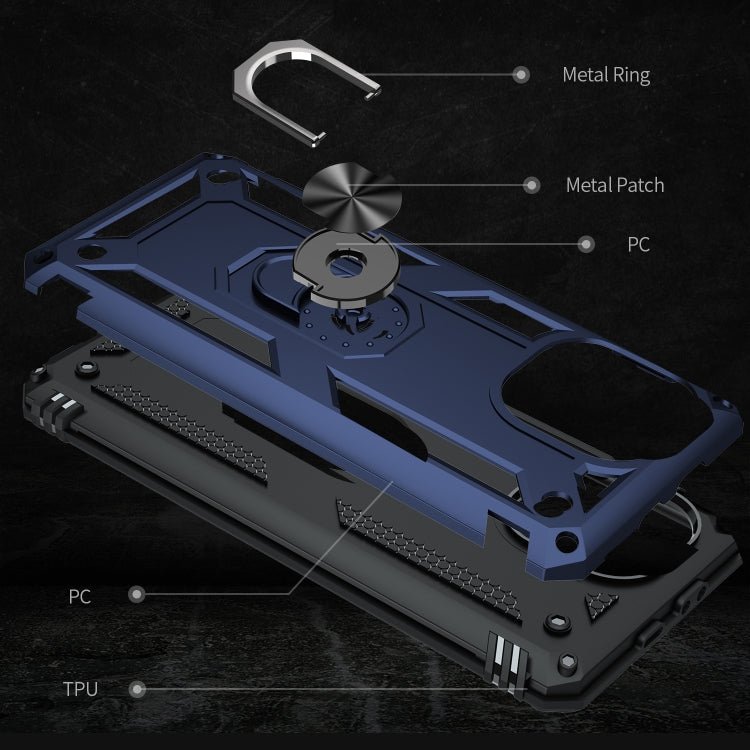 For Xiaomi Mi 11 Lite 5G Shockproof TPU + PC Protective Case with 360 Degree Rotating Holder(Blue)