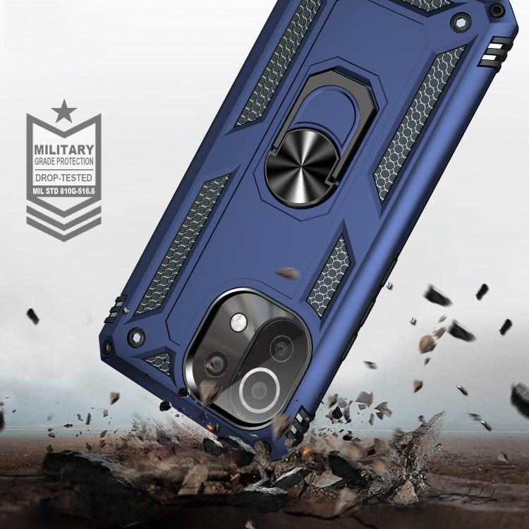 For Xiaomi Mi 11 Lite 5G Shockproof TPU + PC Protective Case with 360 Degree Rotating Holder(Blue)