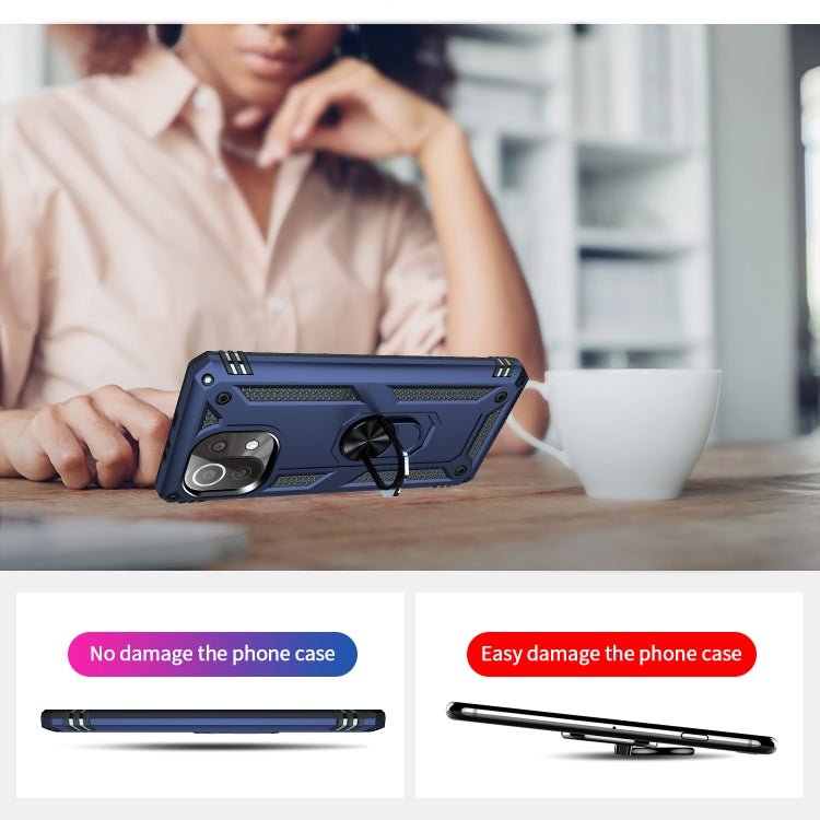 For Xiaomi Mi 11 Lite 5G Shockproof TPU + PC Protective Case with 360 Degree Rotating Holder(Blue)