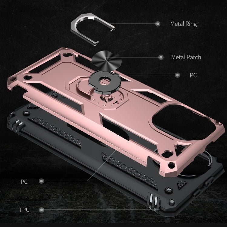 For Xiaomi Mi 11 Lite 5G Shockproof TPU + PC Protective Case with 360 Degree Rotating Holder(Rose Gold)