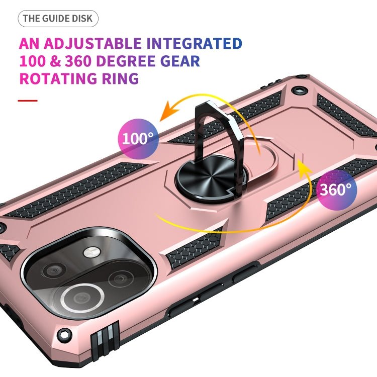 For Xiaomi Mi 11 Lite 5G Shockproof TPU + PC Protective Case with 360 Degree Rotating Holder(Rose Gold)