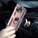 For Xiaomi Mi 11 Lite 5G Shockproof TPU + PC Protective Case with 360 Degree Rotating Holder(Rose Gold)