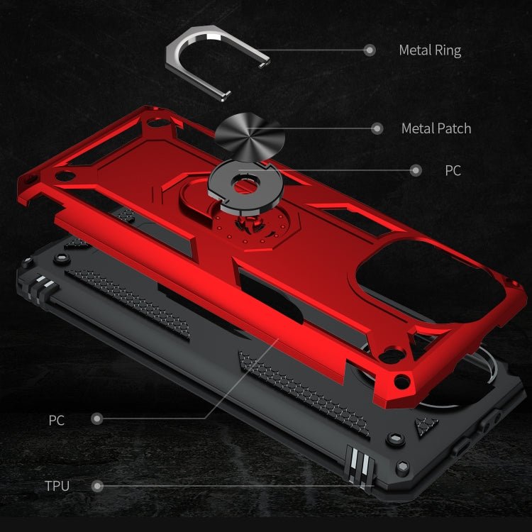 For Xiaomi Mi 11 Lite 5G Shockproof TPU + PC Protective Case with 360 Degree Rotating Holder(Red)