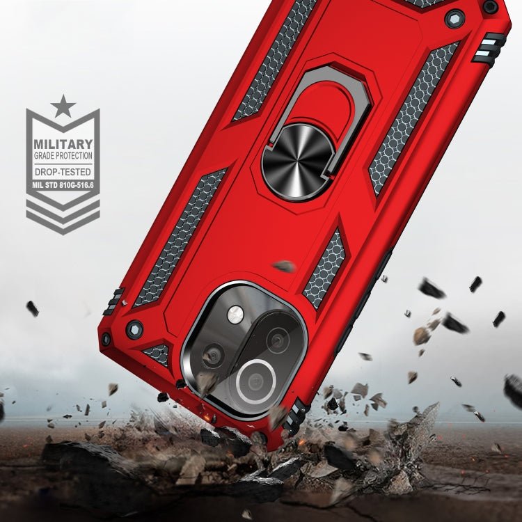 For Xiaomi Mi 11 Lite 5G Shockproof TPU + PC Protective Case with 360 Degree Rotating Holder(Red)