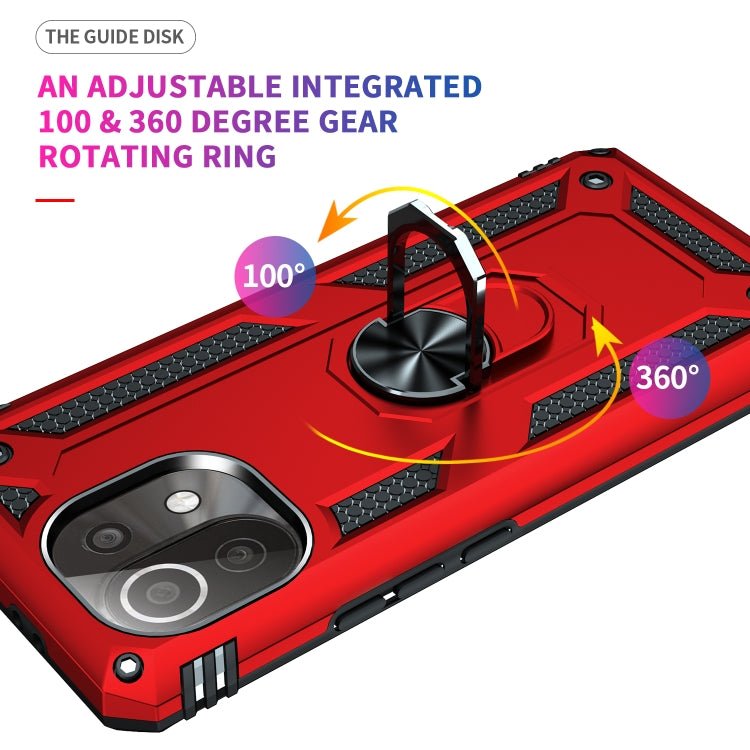 For Xiaomi Mi 11 Lite 5G Shockproof TPU + PC Protective Case with 360 Degree Rotating Holder(Red)