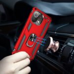 For Xiaomi Mi 11 Lite 5G Shockproof TPU + PC Protective Case with 360 Degree Rotating Holder(Red)
