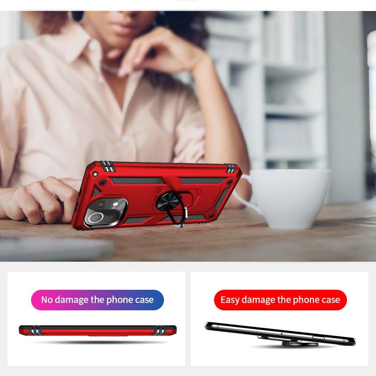 For Xiaomi Mi 11 Lite 5G Shockproof TPU + PC Protective Case with 360 Degree Rotating Holder(Red)