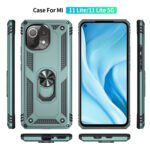 For Xiaomi Mi 11 Lite 5G Shockproof TPU + PC Protective Case with 360 Degree Rotating Holder(Dark Green)