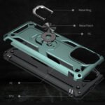 For Xiaomi Mi 11 Lite 5G Shockproof TPU + PC Protective Case with 360 Degree Rotating Holder(Dark Green)