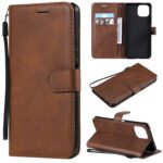 For Xiaomi Mi 11 Lite Solid Color Horizontal Flip Protective Leather Case with Holder & Card Slots & Wallet & Photo Frame & Lanyard(Brown)