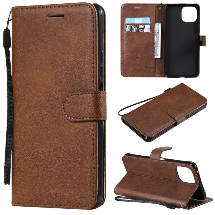 For Xiaomi Mi 11 Lite Solid Color Horizontal Flip Protective Leather Case with Holder & Card Slots & Wallet & Photo Frame & Lanyard(Brown)