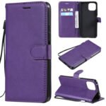 For Xiaomi Mi 11 Lite Solid Color Horizontal Flip Protective Leather Case with Holder & Card Slots & Wallet & Photo Frame & Lanyard(Purple)