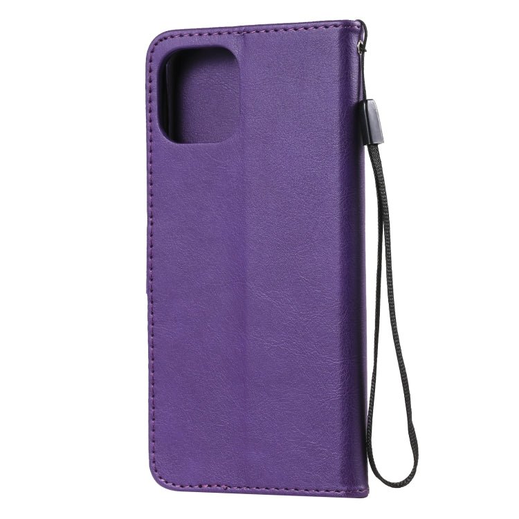 For Xiaomi Mi 11 Lite Solid Color Horizontal Flip Protective Leather Case with Holder & Card Slots & Wallet & Photo Frame & Lanyard(Purple)