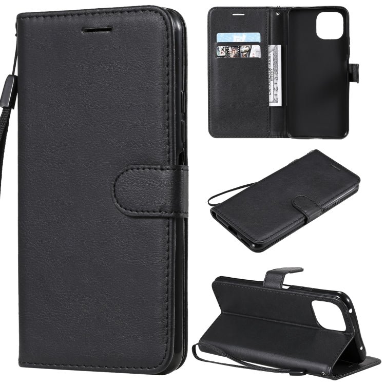 For Xiaomi Mi 11 Lite Solid Color Horizontal Flip Protective Leather Case with Holder & Card Slots & Wallet & Photo Frame & Lanyard(Black)