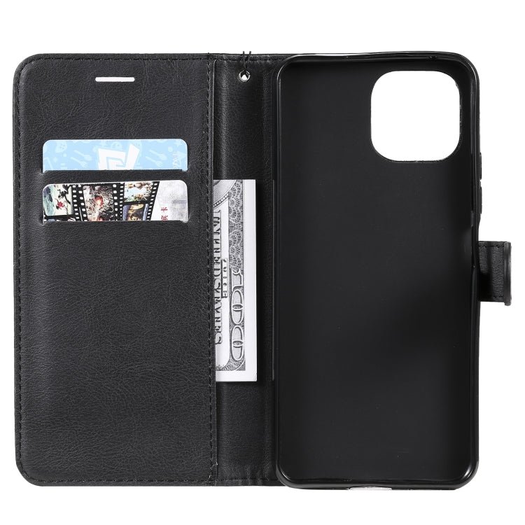 For Xiaomi Mi 11 Lite Solid Color Horizontal Flip Protective Leather Case with Holder & Card Slots & Wallet & Photo Frame & Lanyard(Black)