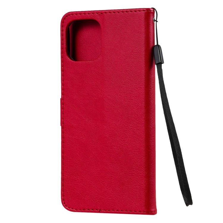 For Xiaomi Mi 11 Lite Solid Color Horizontal Flip Protective Leather Case with Holder & Card Slots & Wallet & Photo Frame & Lanyard(Red)