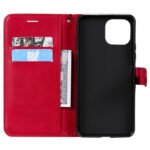 For Xiaomi Mi 11 Lite Solid Color Horizontal Flip Protective Leather Case with Holder & Card Slots & Wallet & Photo Frame & Lanyard(Red)