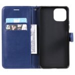 For Xiaomi Mi 11 Lite Solid Color Horizontal Flip Protective Leather Case with Holder & Card Slots & Wallet & Photo Frame & Lanyard(Blue)