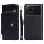 Zipper Bag PU + TPU Horizontal Flip Leather Case with Holder & Card Slot & Wallet & Lanyard For Xiaomi Mi 11 Ultra(Black)