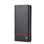 LC.IMEEKE Carbon Fiber PU + TPU Horizontal Flip Leather Case with Holder & Card Slot & Wallet For Samsung Galaxy S21 5G(Horizontal Black)