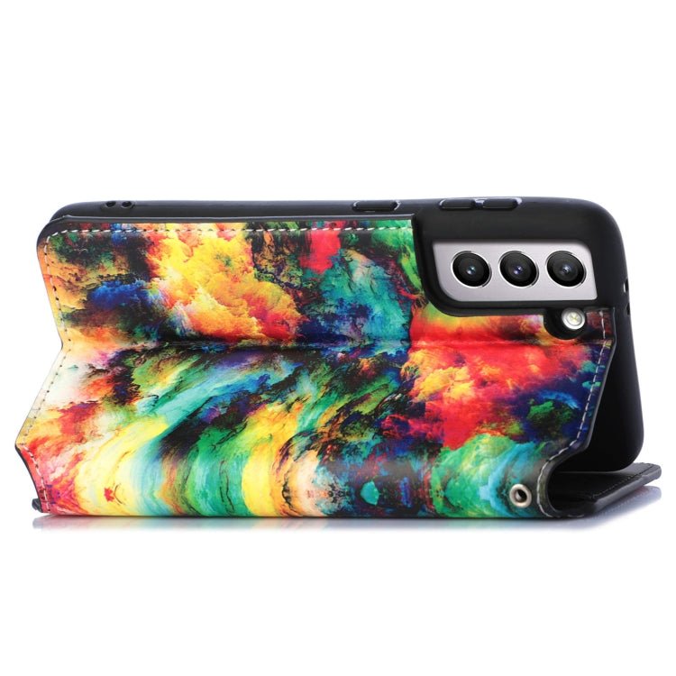For Samsung Galaxy S21+ 5G Colorful Magnetic Horizontal Flip PU Leather Case with Holder & Card Slot & Wallet(Colorful Cloud)