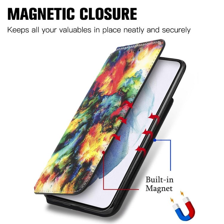 For Samsung Galaxy S21 5G Colorful Magnetic Horizontal Flip PU Leather Case with Holder & Card Slot & Wallet(Colorful Cloud)