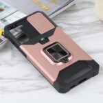 For Samsung Galaxy S21+ 5G Sliding Camera Cover Design PC + TPU Shockproof Case with Ring Holder & Card Slot(Rose Gold)