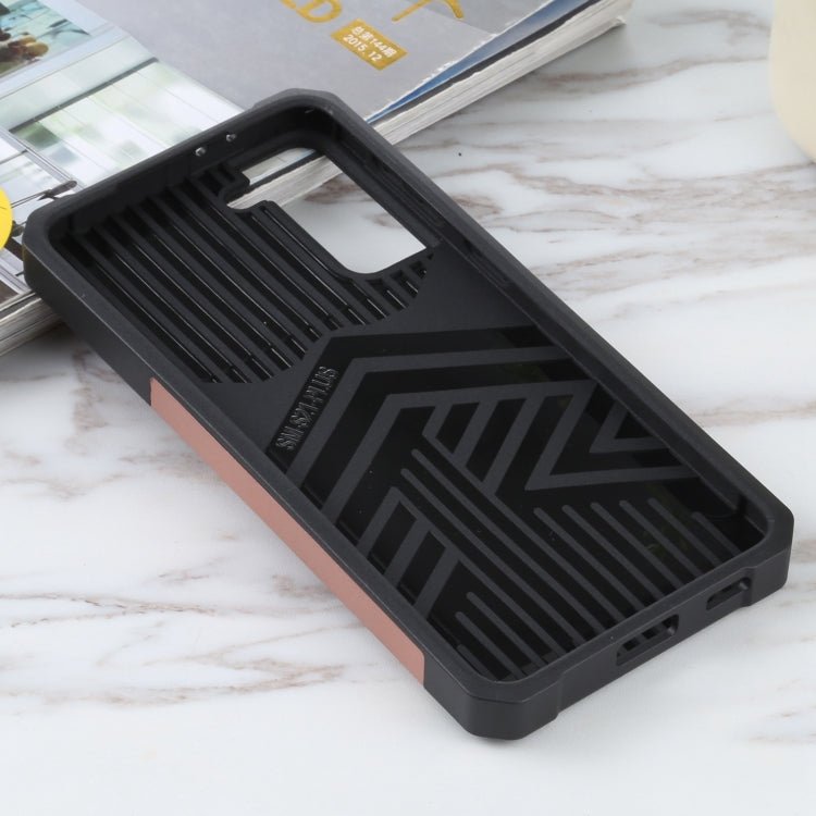 For Samsung Galaxy S21+ 5G Sliding Camera Cover Design PC + TPU Shockproof Case with Ring Holder & Card Slot(Rose Gold)