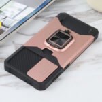 For Samsung Galaxy S21+ 5G Sliding Camera Cover Design PC + TPU Shockproof Case with Ring Holder & Card Slot(Rose Gold)