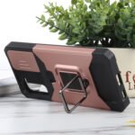 For Samsung Galaxy S21+ 5G Sliding Camera Cover Design PC + TPU Shockproof Case with Ring Holder & Card Slot(Rose Gold)