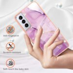 For Samsung Galaxy S21 5G Electroplating Marble Pattern Dual-side IMD TPU Shockproof Case(Purple 001)