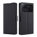 For Xiaomi Mi 11 Ultra Ultra-thin Voltage Side Buckle PU + TPU Horizontal Flip Leather Case with Holder & Card Slot(Black)
